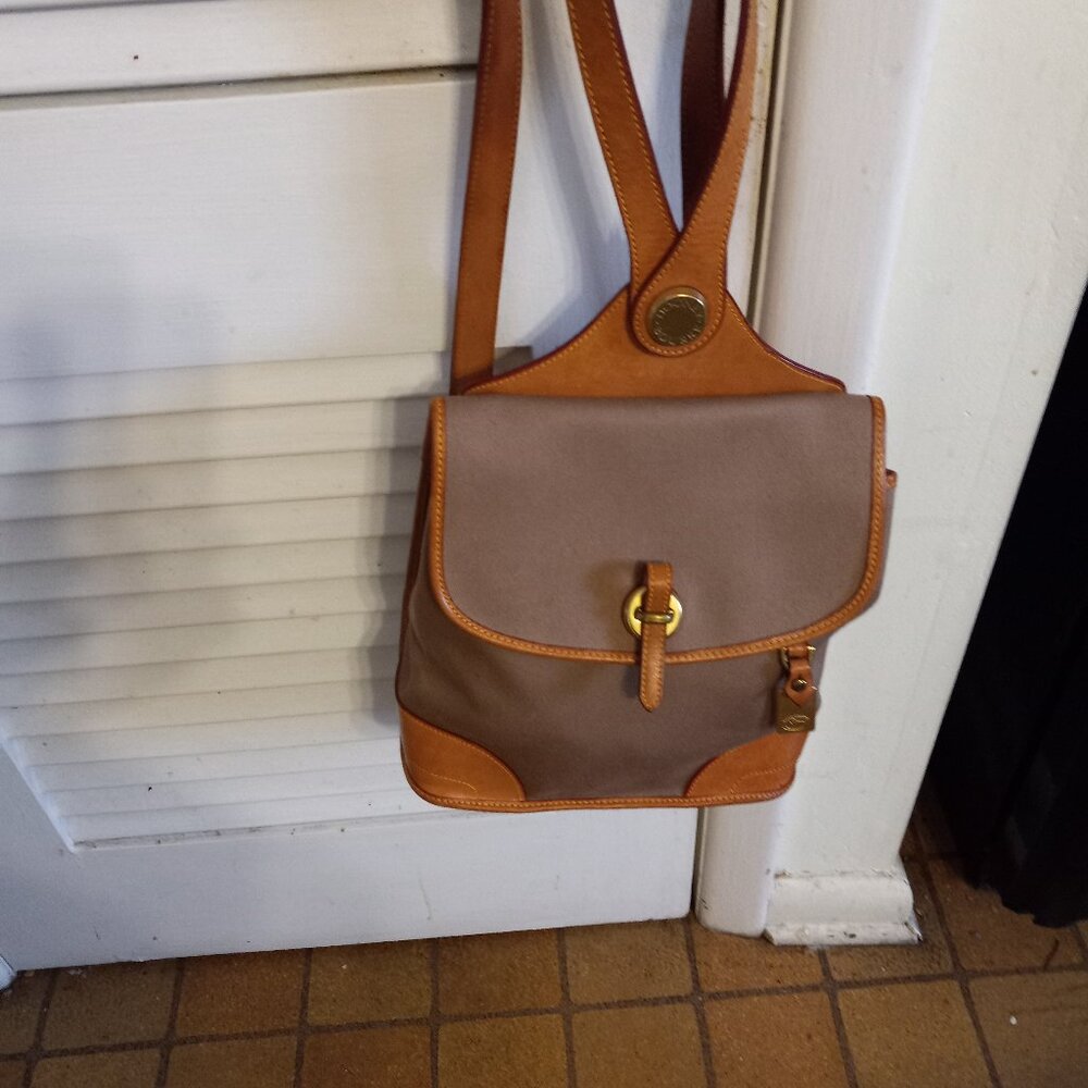 AUTH Dooney & Bourke Leather & Canvas Backpack Bag Handbag Purse made in USA